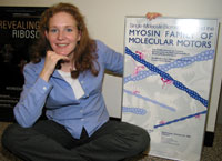 Alisa's knowledge of molecular modeling helped her in the design of the poster she displays