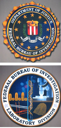 FBI agency insignia (top) FBI laboratory insignia (bottom).