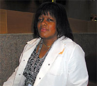 Antionette in the NIH Clinical Center lobby.