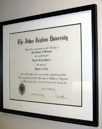 Don Bliss' Master of Arts degree in Medical and Biological Illustration from Johns Hopkins University School of Medicine