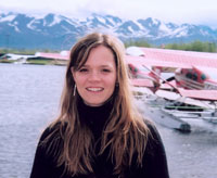 Hanna in Anchorage, Alaska, waiting to fly over Mount McKinley.