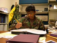 Matrice Browne at her desk.