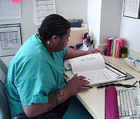 Maurice B. studying for LAT exam