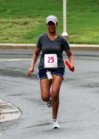 Nicole rounds the bend at an NIH relay race.