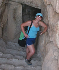 Tracy stands at the entrance to an ancient underground cistern, during a trip to Greece.