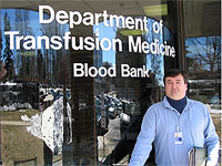 Wade at the donor center